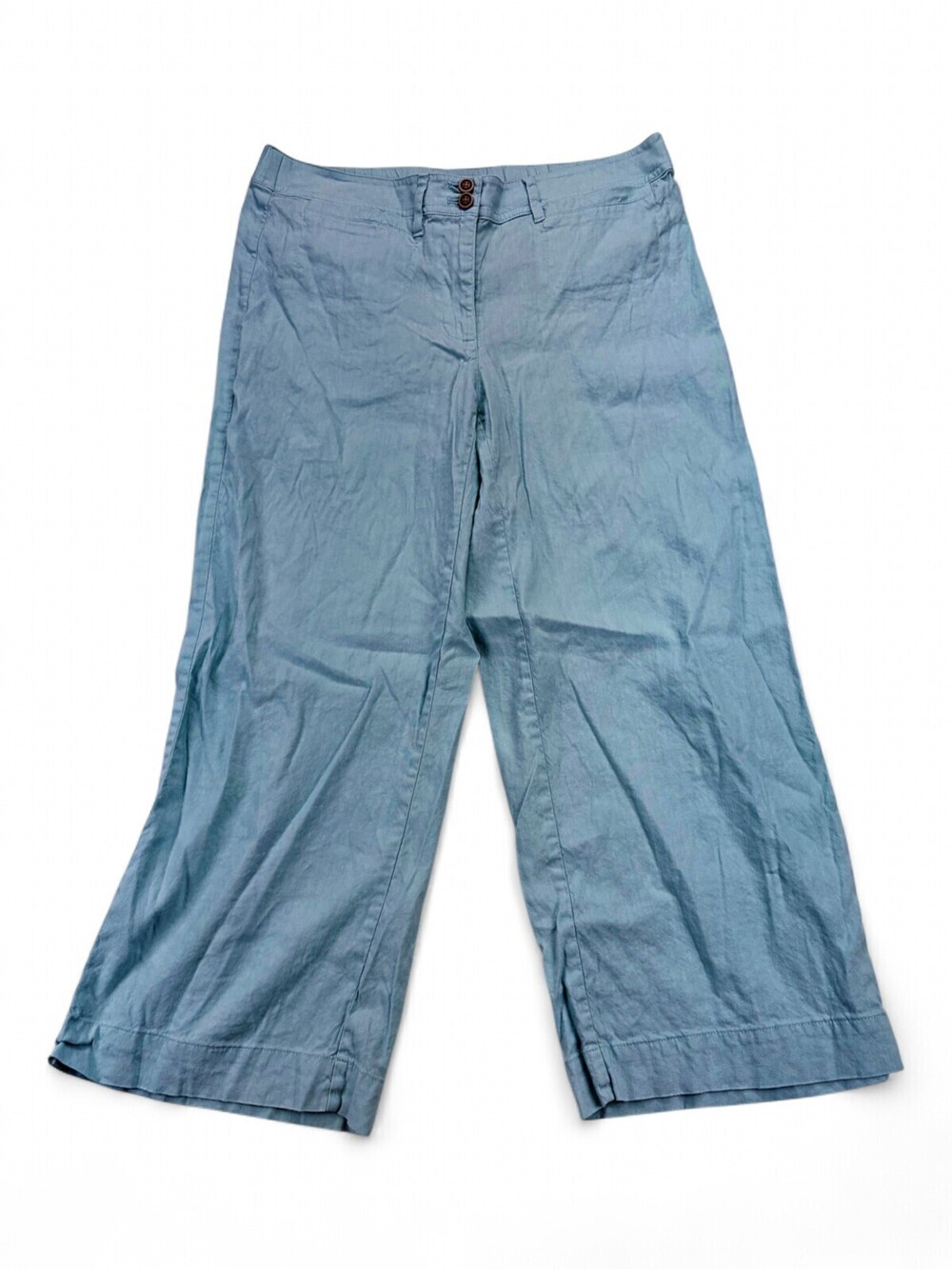 J. Jill Linen Stretch Cropped Wide-Leg Pants Womens Size M Pale Blue RN 97641